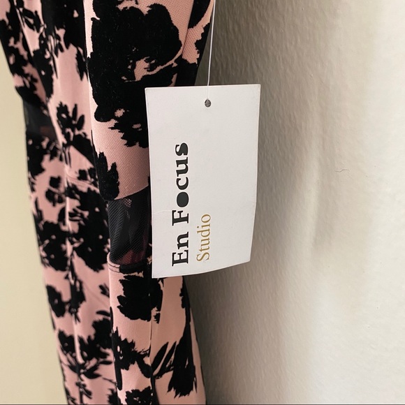 NWT Enfocus Studio Pink Black Velvet Floral Maxi 6 - Picture 10 of 13